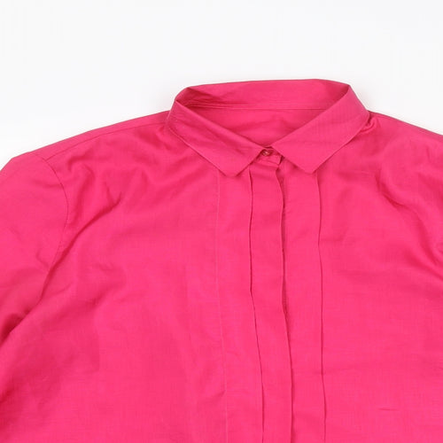 St Michael Womens Pink Polyester Basic Button-Up Size 16 Collared