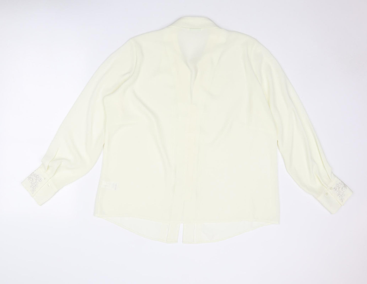 Marks and Spencer Womens Ivory Polyester Basic Button-Up Size 18 Collared