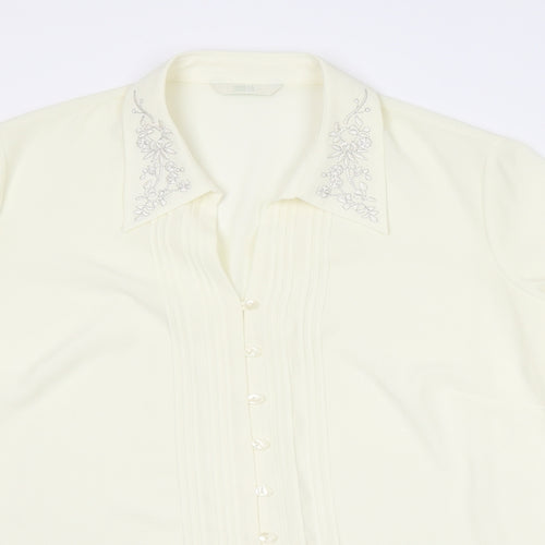 Marks and Spencer Womens Ivory Polyester Basic Button-Up Size 18 Collared
