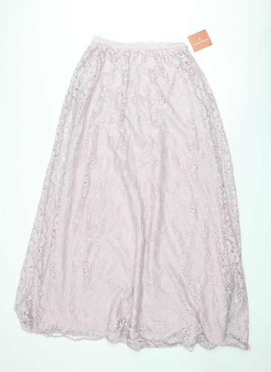 Watters & Watters Womens Pink Floral Nylon Swing Skirt Size 8 Zip