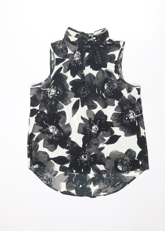NEXT Womens Black Floral Polyester Basic Tank Size 18 Mock Neck