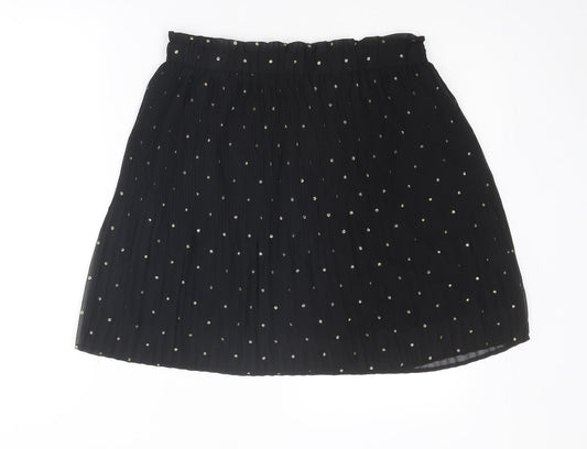 Y'coo Womens Black Polka Dot Polyester Pleated Skirt Size XL