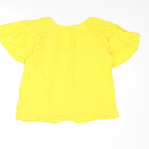 NEXT Womens Yellow Cotton Basic T-Shirt Size 14 Round Neck