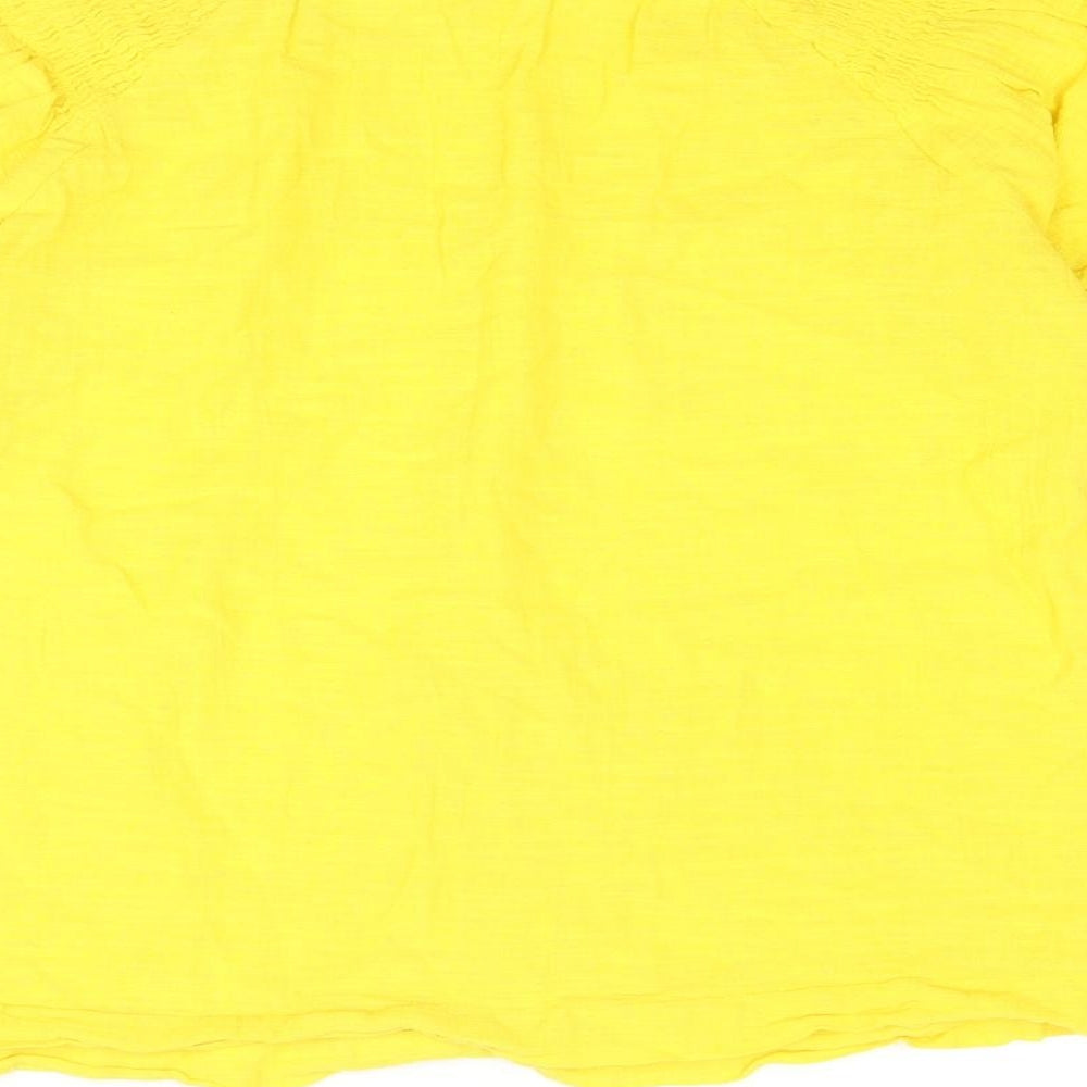 NEXT Womens Yellow Cotton Basic T-Shirt Size 14 Round Neck