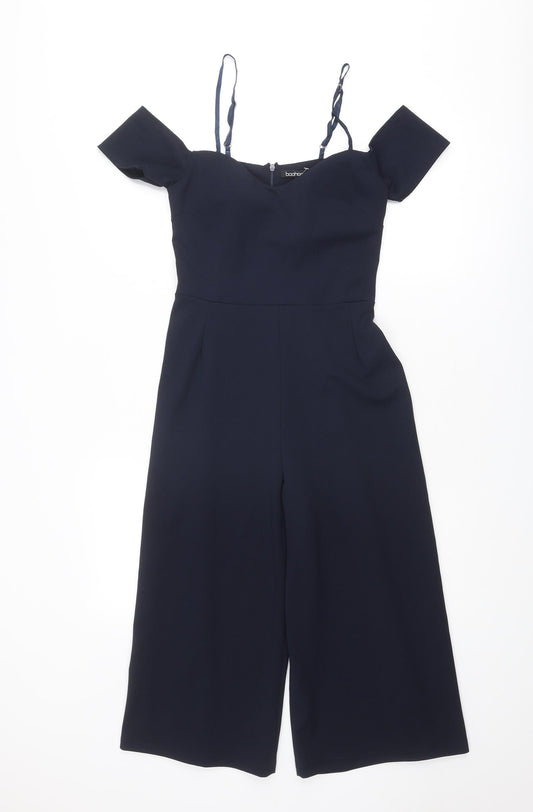 Boohoo Womens Blue Polyester Jumpsuit One-Piece Size 8 Zip