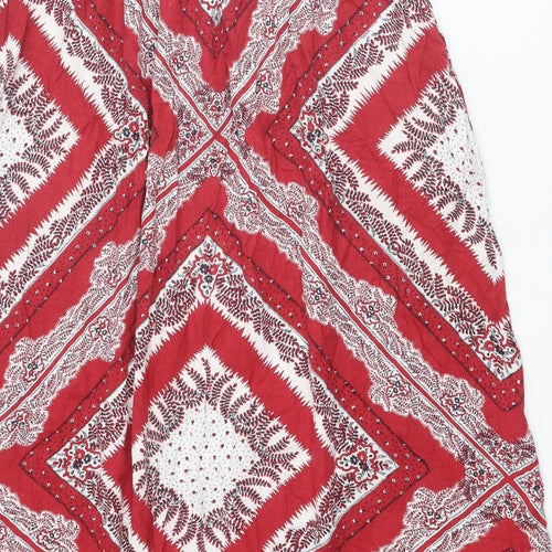 Fat Face Womens Red Geometric Viscose Peasant Skirt Size 14