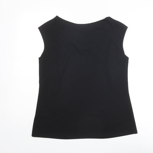 Roman Womens Black Polyester Basic T-Shirt Size 14 Round Neck