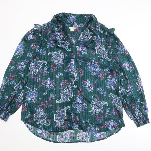 Monsoon Womens Multicoloured Paisley Polyester Basic Blouse Size 18 V-Neck