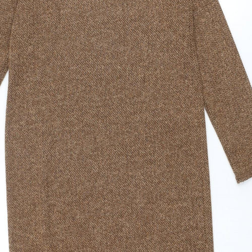 Marina Kaneva Womens Brown Geometric Polyester Jumper Dress Size 12 Mock Neck Pullover