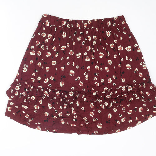 NEXT Womens Red Floral Viscose Skater Skirt Size 14