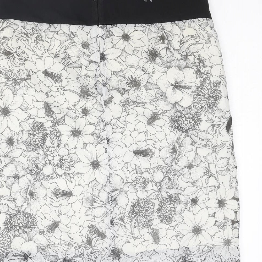 Bandolera Womens White Floral Polyester A-Line Skirt Size 8 Zip