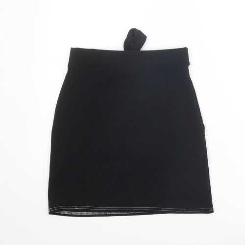 PRETTYLITTLETHING Womens Black Polyester A-Line Skirt Size 10