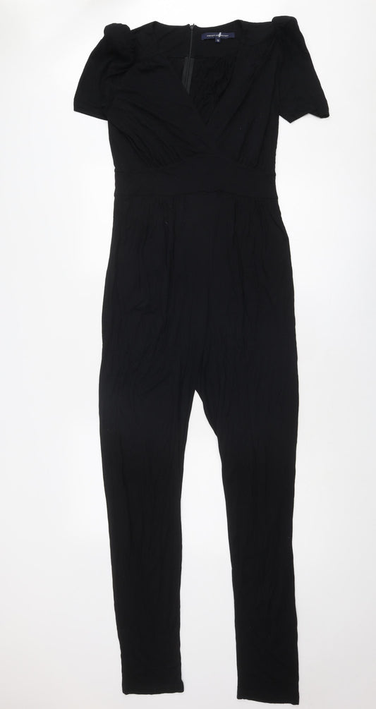 French Connection Womens Black Viscose Jumpsuit One-Piece Size 12 Zip