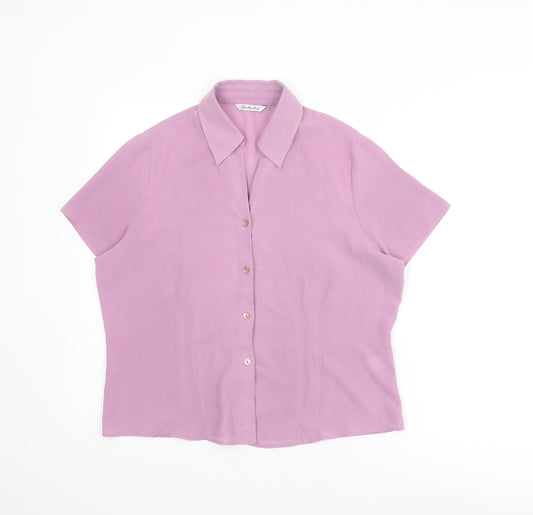 Berkertex Womens Purple Polyester Basic Button-Up Size 16 Collared