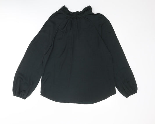 Mint Velvet Womens Black Polyester Basic Blouse Size 12 Round Neck