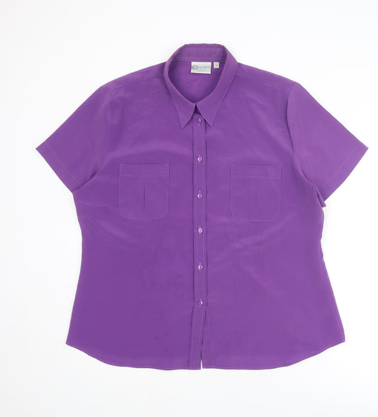 Classic Womens Purple Polyester Basic Button-Up Size 20 Collared