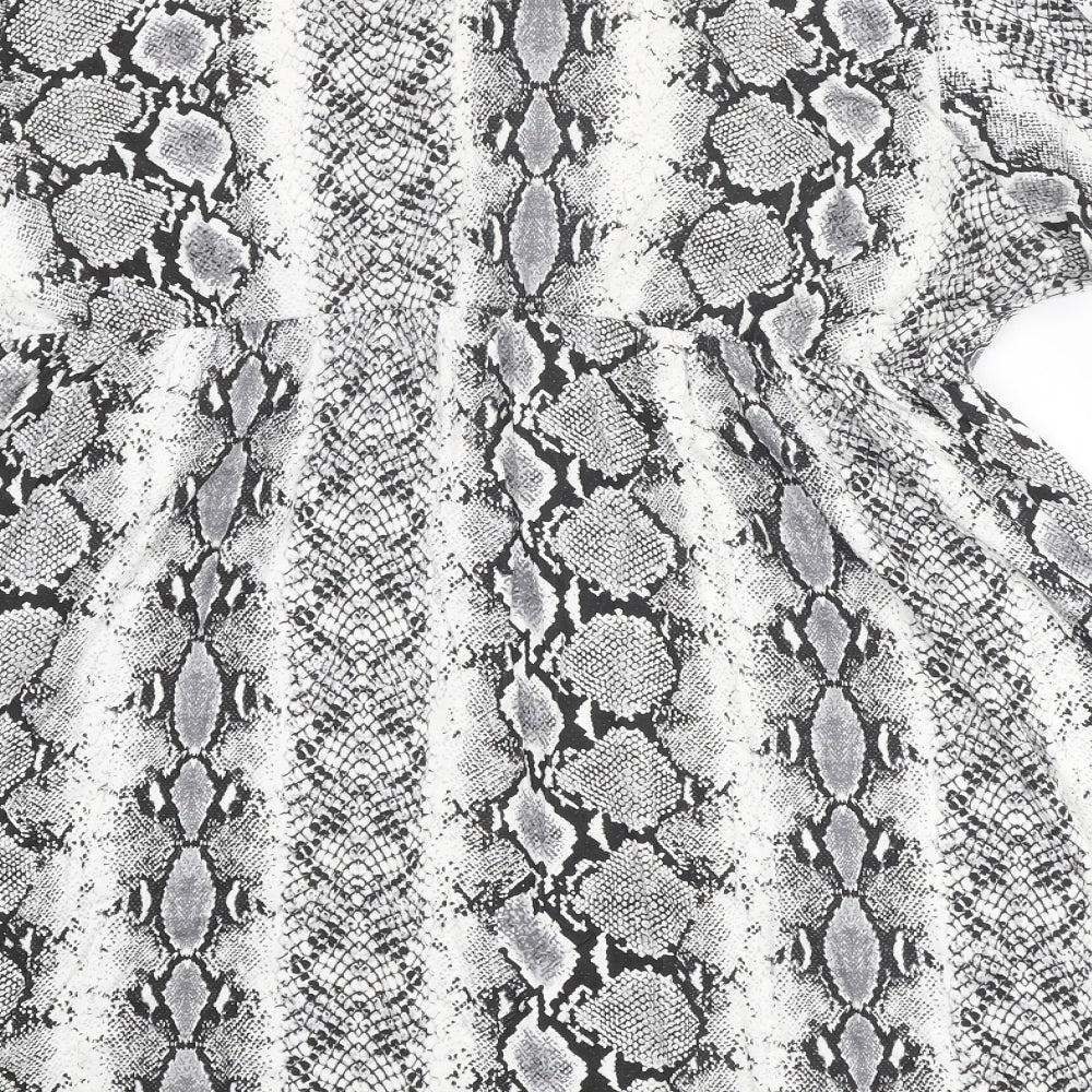 Boohoo Womens Grey Animal Print Viscose A-Line Size 18 Round Neck Pullover - Snake Skin Print