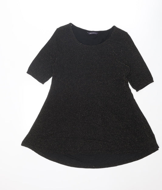 Marks and Spencer Womens Black Polyamide Tunic T-Shirt Size 10 Round Neck