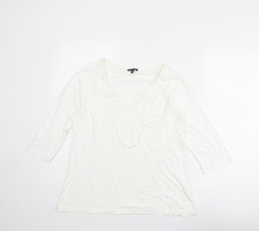 Gap Womens White Cotton Basic T-Shirt Size M V-Neck
