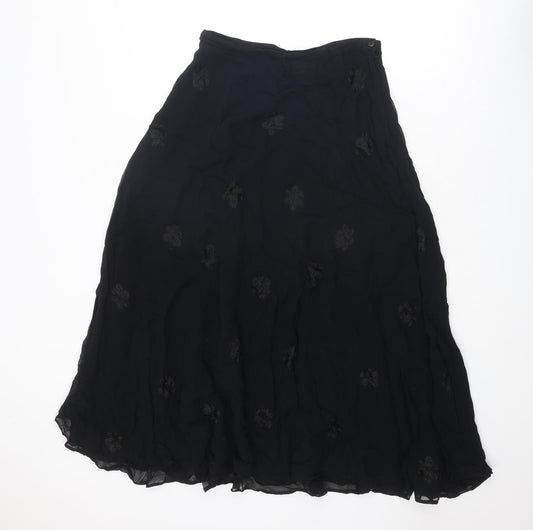 NEXT Womens Black Geometric Viscose Peasant Skirt Size 14 Zip