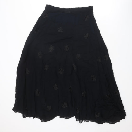 NEXT Womens Black Geometric Viscose Peasant Skirt Size 14 Zip