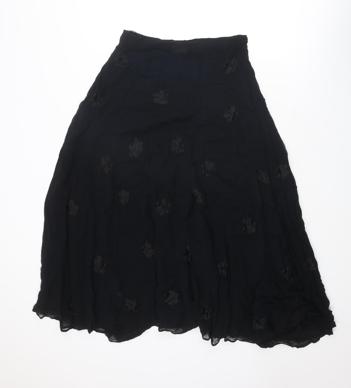 NEXT Womens Black Geometric Viscose Peasant Skirt Size 14 Zip