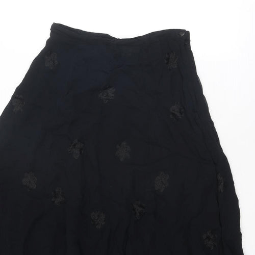 NEXT Womens Black Geometric Viscose Peasant Skirt Size 14 Zip