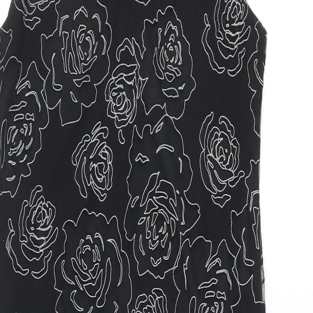 Sweet Poison Womens Black Floral Polyester A-Line Size 10 Round Neck Pullover