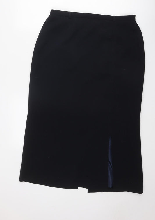 Viyella Womens Black Polyester A-Line Skirt Size 34 in Zip