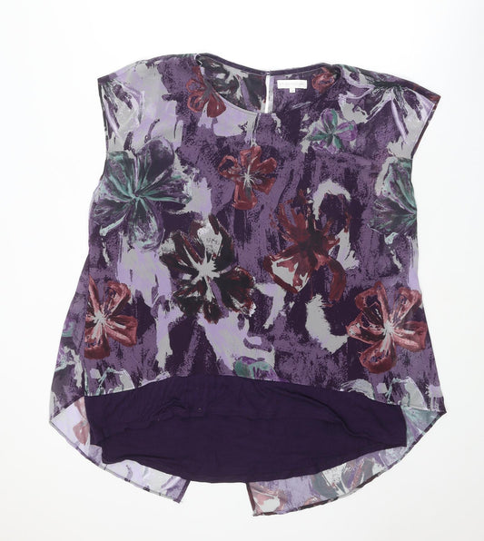 RJR.John Rocha Womens Purple Floral Polyester Basic Blouse Size 20 Round Neck