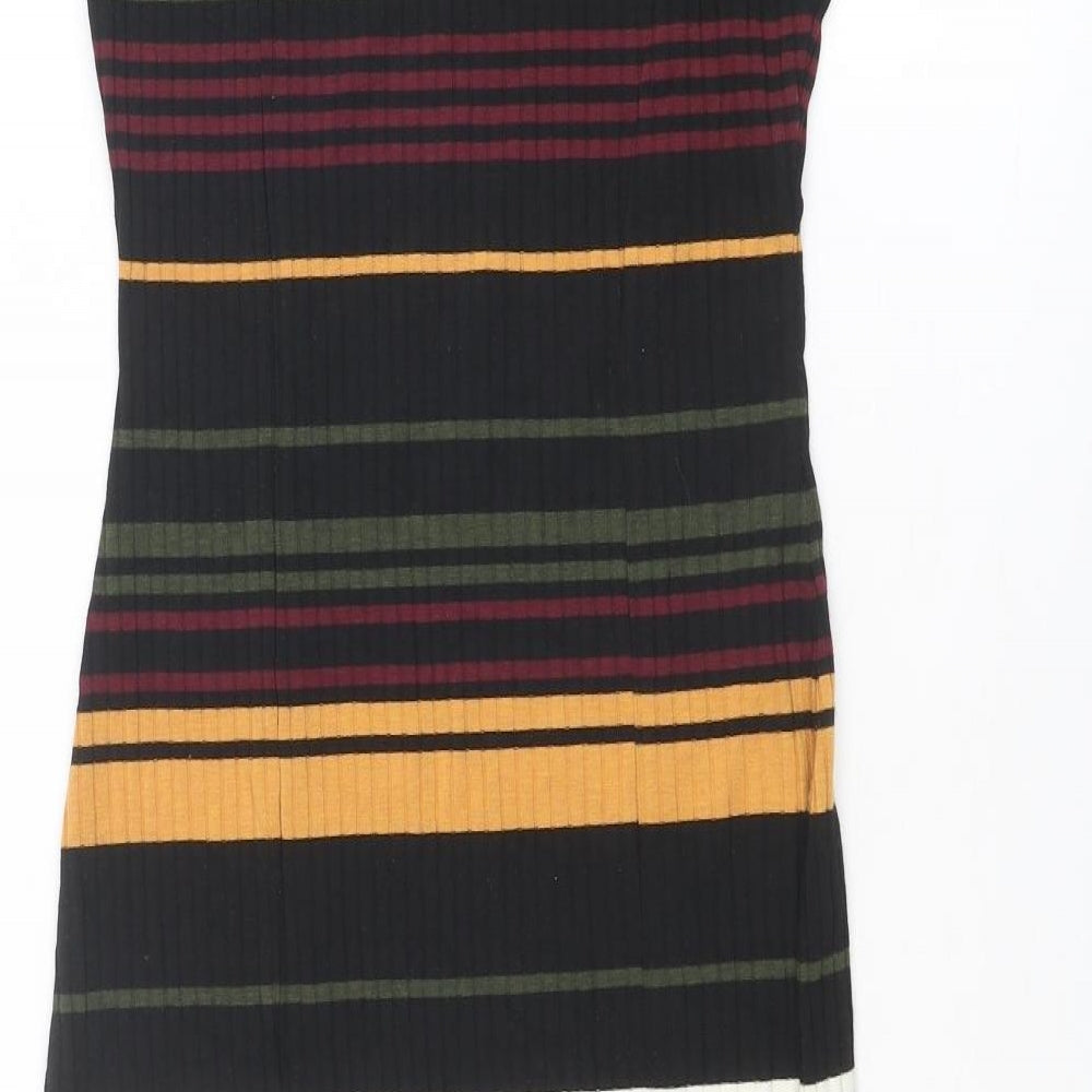 ASOS Womens Multicoloured Striped Polyester Bodycon Size 10 V-Neck Pullover