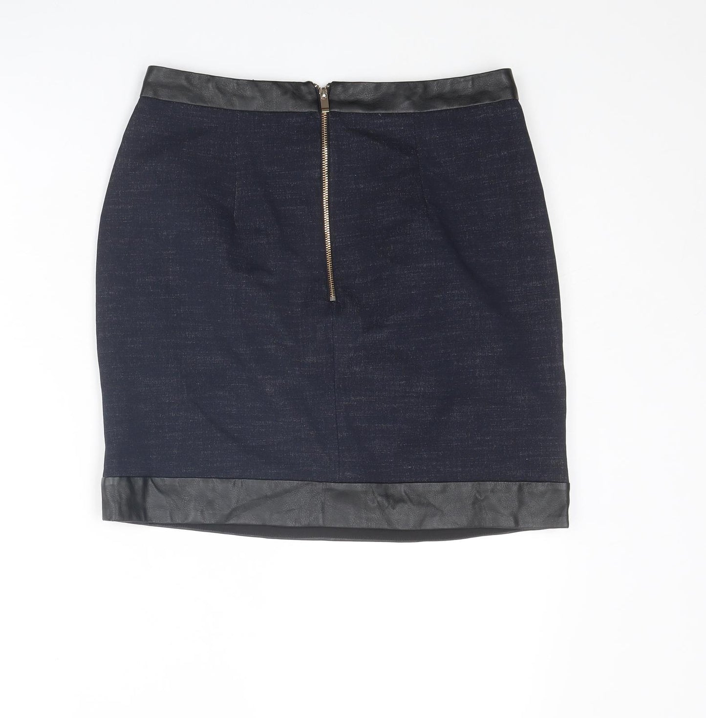 River Island Womens Blue Polyester A-Line Skirt Size 12 Zip