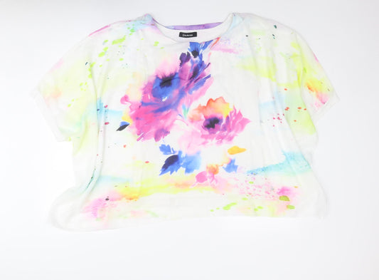 Kaleidoscope Womens Multicoloured Polyester Basic T-Shirt Size 10 Round Neck - Size 10-12 Flower Detail