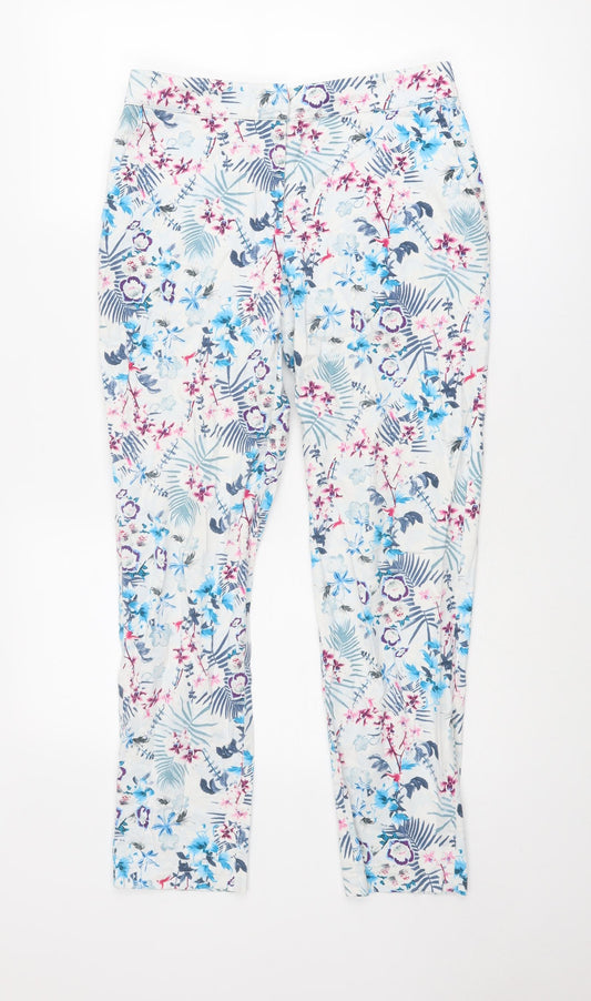 Warehouse Womens Multicoloured Floral Cotton Chino Trousers Size 10 Regular Zip