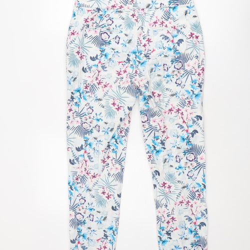 Warehouse Womens Multicoloured Floral Cotton Chino Trousers Size 10 Regular Zip