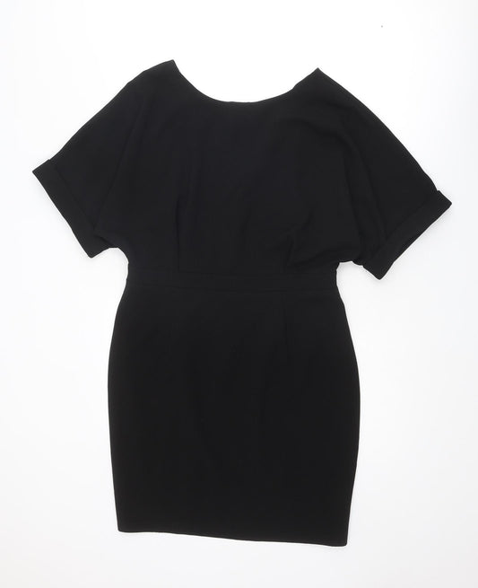 ASOS Womens Black Polyester Shift Size 16 Round Neck Zip