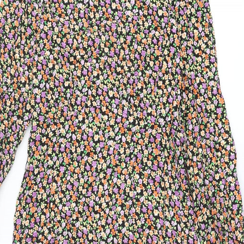 New Look Womens Multicoloured Floral Viscose A-Line Size 10 Round Neck Button
