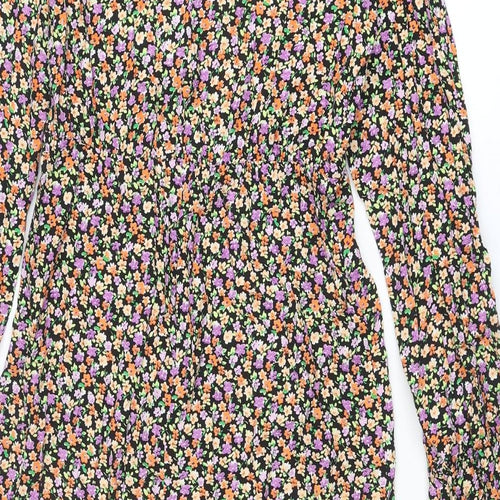 New Look Womens Multicoloured Floral Viscose A-Line Size 10 Round Neck Button
