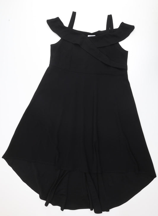 Yours Womens Black Polyester Trapeze & Swing Size 22 V-Neck Pullover