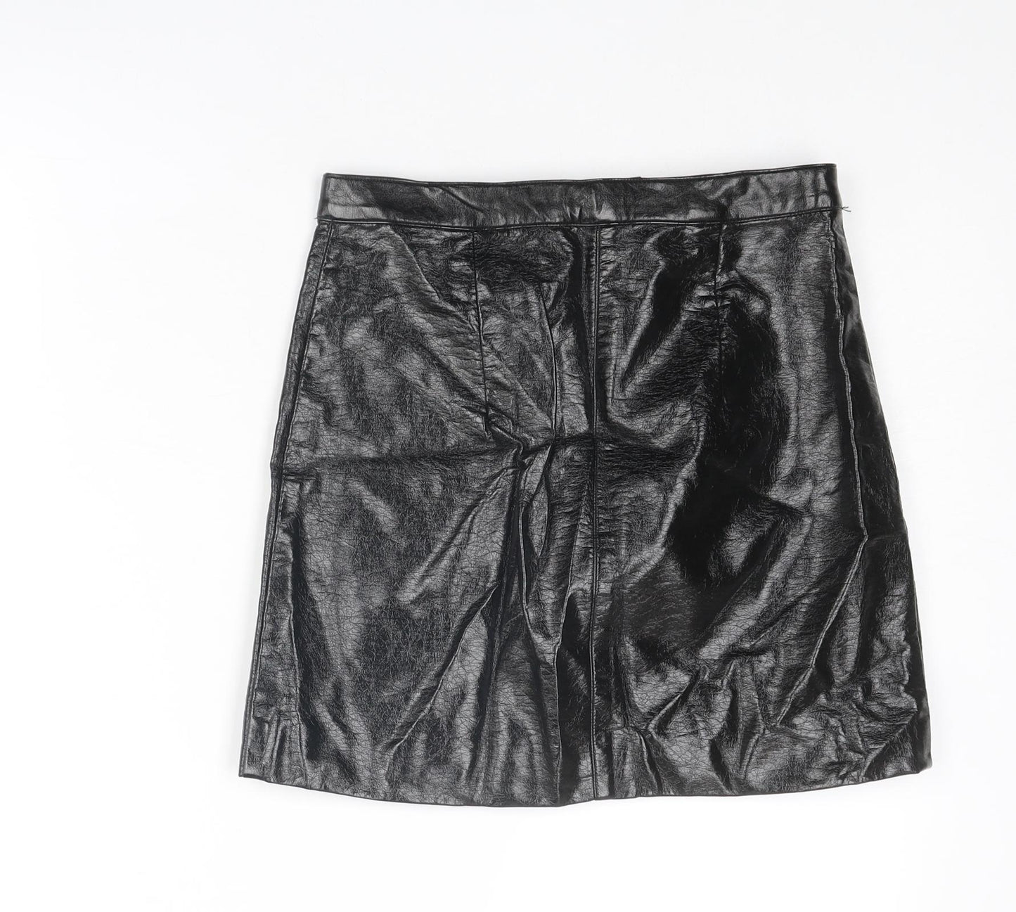 Divided by H&M Womens Black Viscose Mini Skirt Size 6 Zip