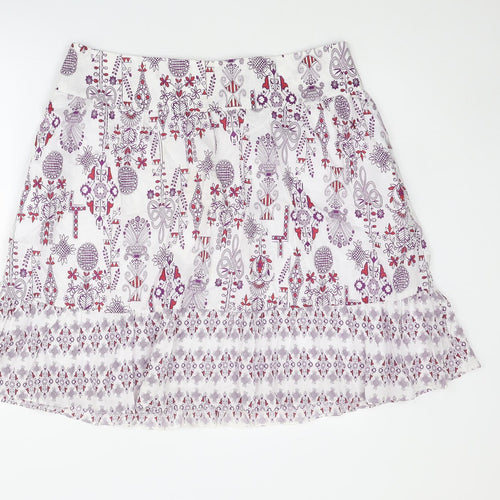 H&M Womens Multicoloured Geometric Cotton Skater Skirt Size 16 Zip