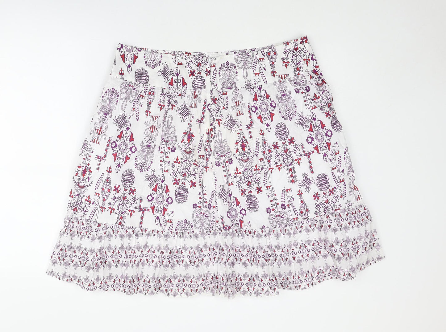H&M Womens Multicoloured Geometric Cotton Skater Skirt Size 16 Zip