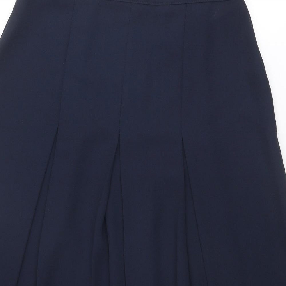 BHS Womens Blue Polyester Pleated Skirt Size 16 Zip