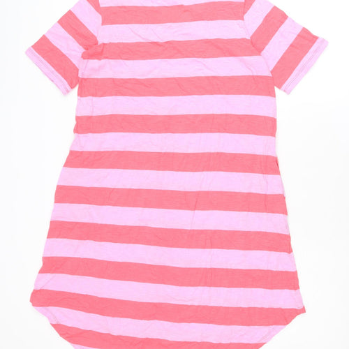 Betty Basics Womens Pink Striped Cotton T-Shirt Dress Size 8 Round Neck Pullover