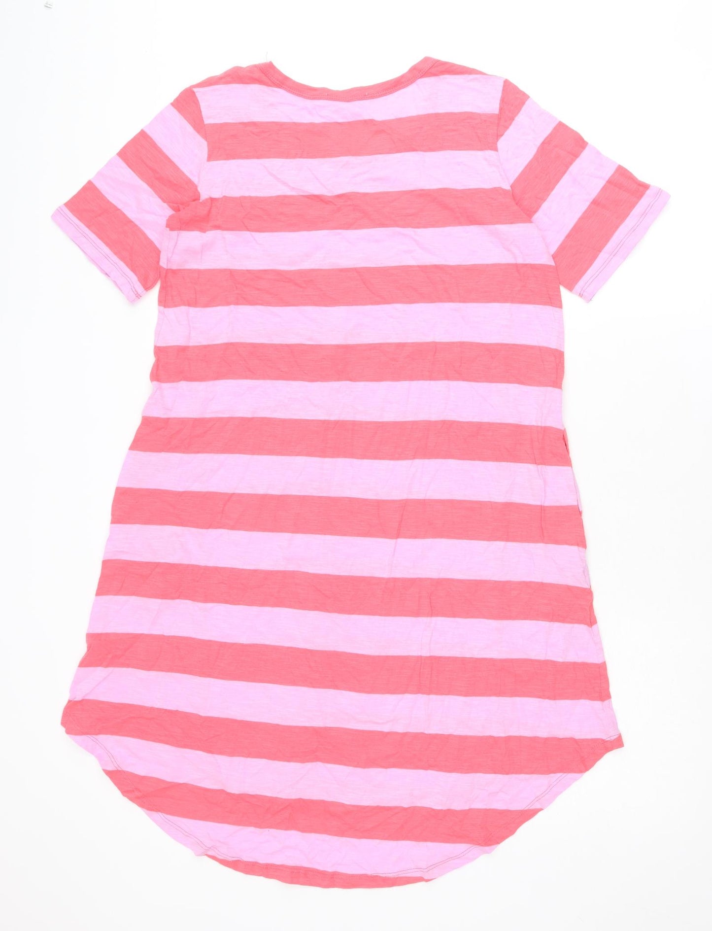 Betty Basics Womens Pink Striped Cotton T-Shirt Dress Size 8 Round Neck Pullover