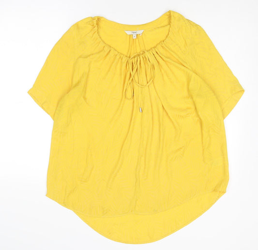 NEXT Womens Yellow Polyester Basic Blouse Size 18 Round Neck