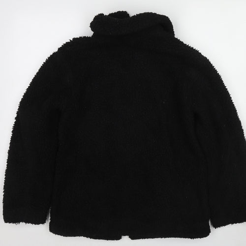 Topshop Womens Black Jacket Size 6 Zip - Teddy Bear Style