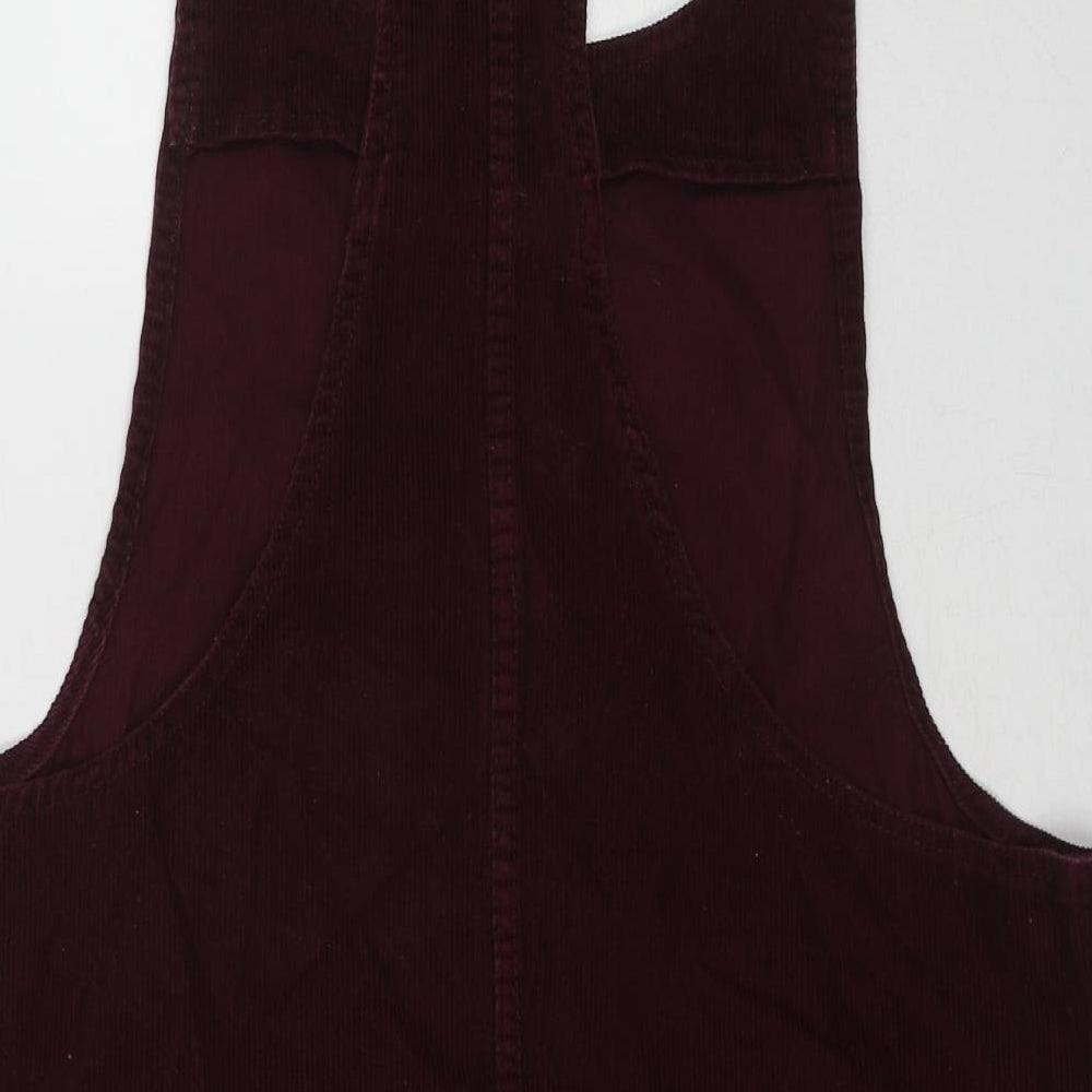 Denim & Co. Womens Red Cotton Pinafore/Dungaree Dress Size 18 Round Neck Pullover - Pinafore