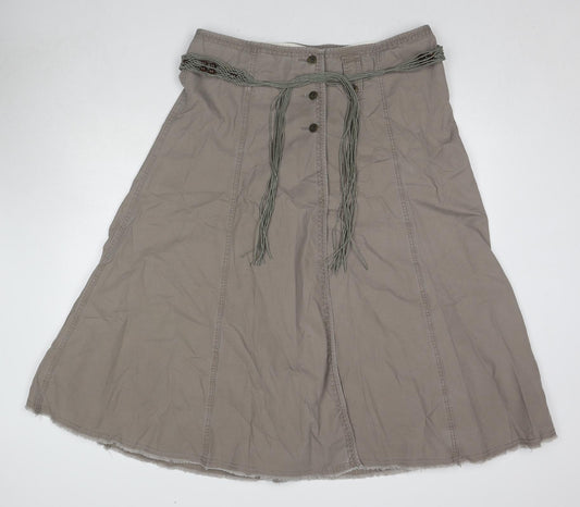 Marks and Spencer Womens Brown Cotton A-Line Skirt Size 18 Zip
