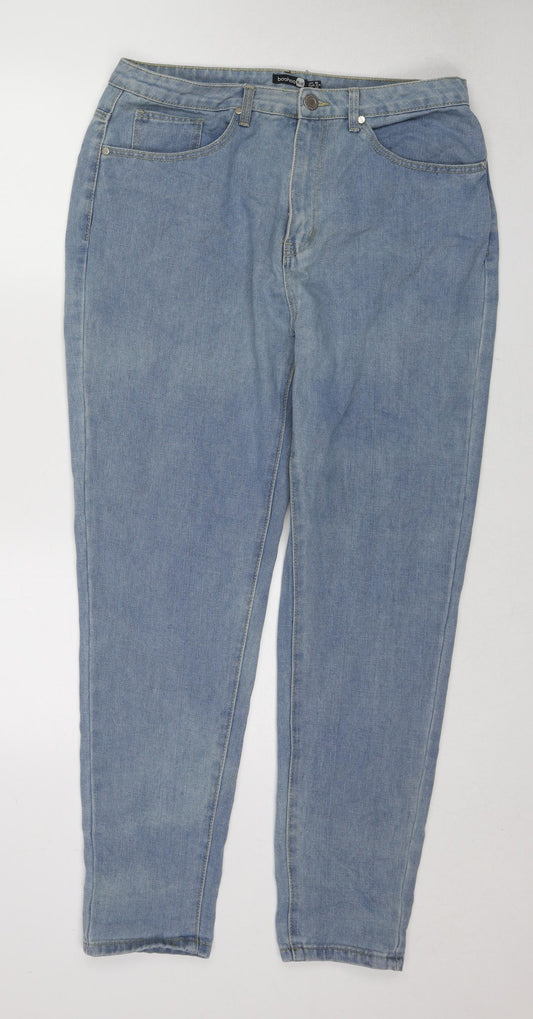 Boohoo Womens Blue Cotton Skinny Jeans Size 16 Regular Zip